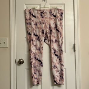 Old Navy Active Powersoft Pink White Print Hi-rise Leggings Lt Compression XXL